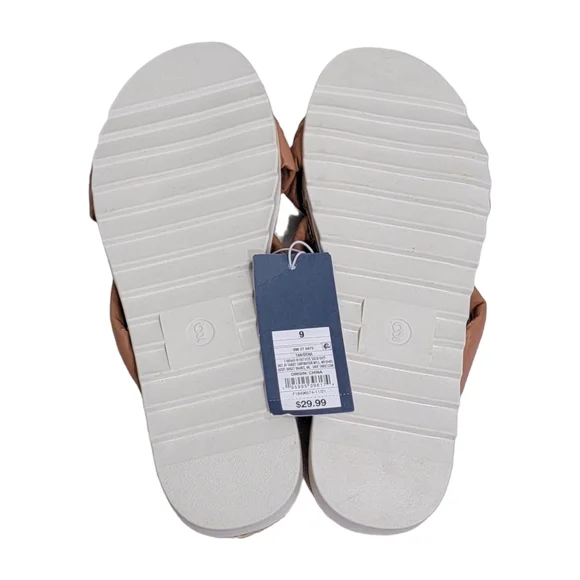 Universal Thread Warm Tan Dena Knotted Slip On Faux Leather Sandals Size 9 NWT - Picture 9 of 11